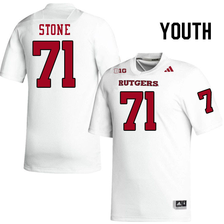 Youth #71 John Stone Rutgers Scarlet Knights 2024 College Football Jerseys Stitched-White